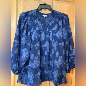 Elegant Navy Floral Blouse